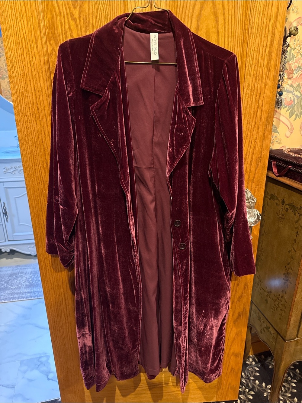 Rachel Pally Velvet Long Robe Coat - Burgundy